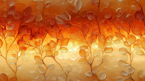 Autumn Leaves Mural Wallpaper | Orange and Gold in Bedroom