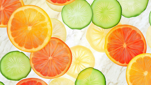 Citrus Slices Mural Wallpaper | Multicolored in Seating Area