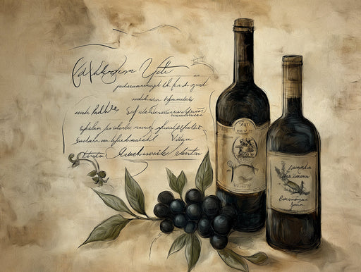Wine and Script Mural Wallpaper | Beige and Brown in Dining Area