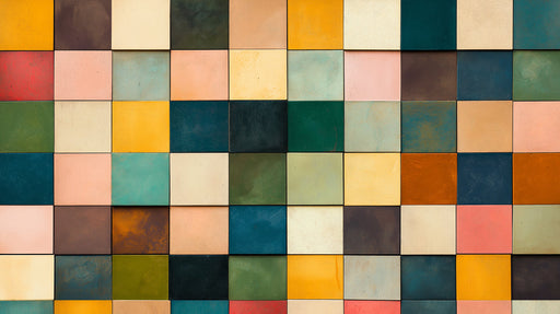 Color Block Mural Wallpaper | Multicolored in Living Room