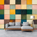 Color Block Mural Wallpaper | Multicolored in Living Room