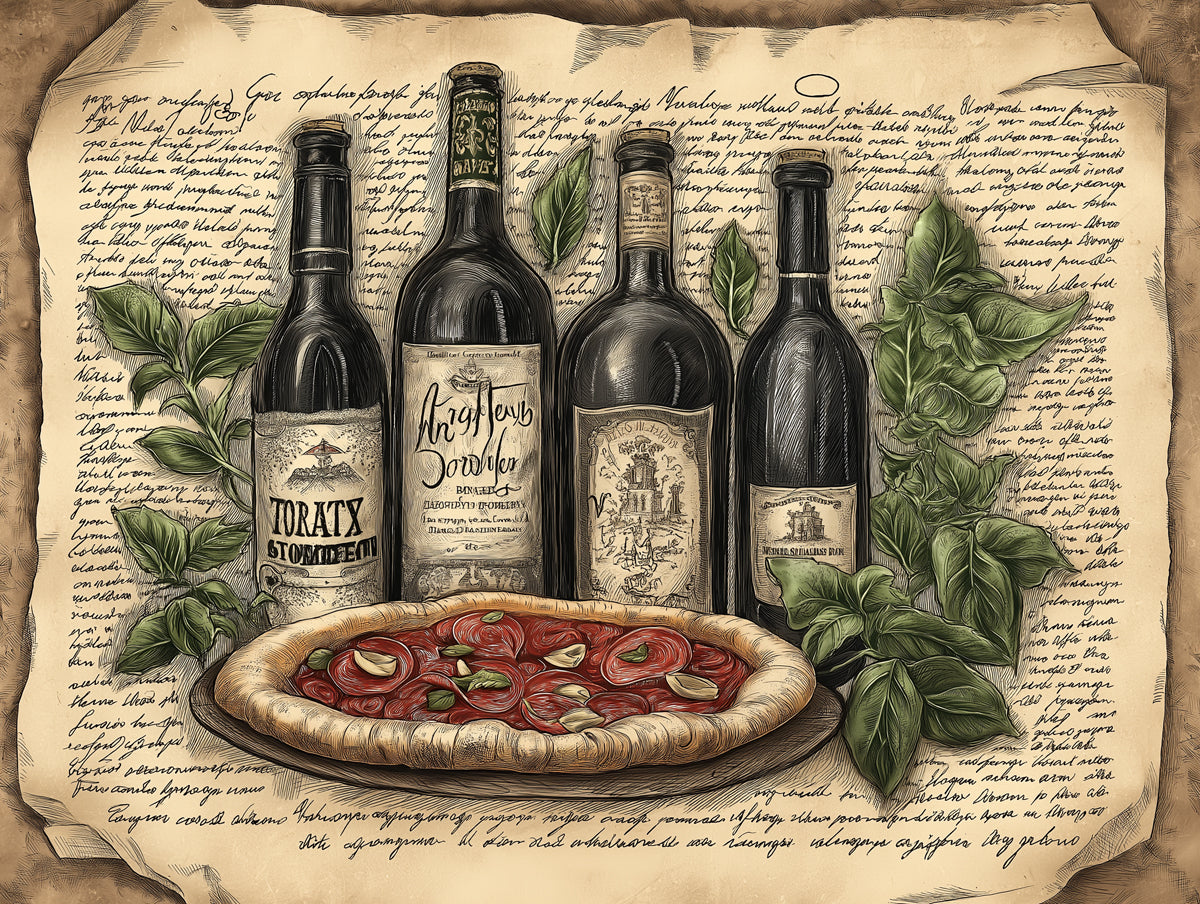 Wine and Pizza Mural Wallpaper | Earthy and Green Tones in Dining Area