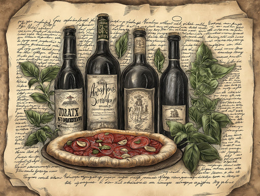 Wine and Pizza Mural Wallpaper | Earthy and Green Tones in Dining Area