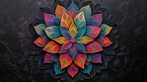 Colorful Mandala Mural Wallpaper | Vivid and Dark Tones in Living Room