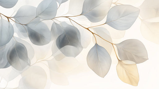 Watercolor - inspired Leaf Mural in Living Area | Modern and artistic design 