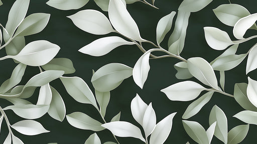Green and White Leaf Mural in Living Room | Modern and cozy design 
