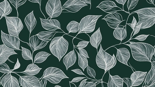 White - on - Green Leaf Mural in Bedroom | Nature and minimalist decor