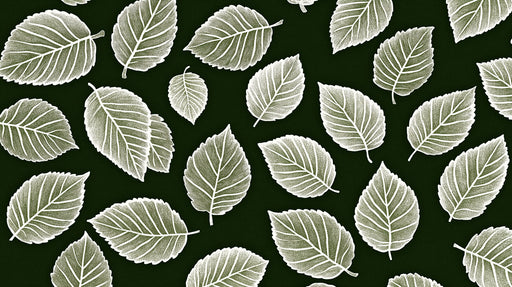 White - on - Green Leaf Mural in Bedroom | Nature and minimalist decor