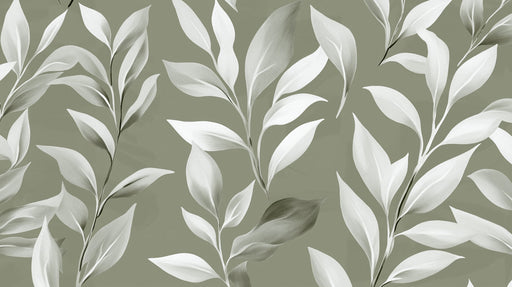 Beige and White Leaf Mural in Living Room | Modern and minimalist design 