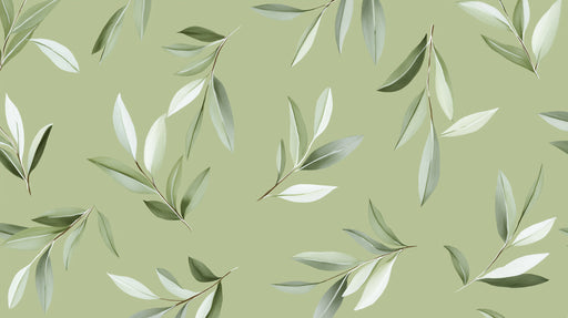 Soft Green Leaf Mural in Caf¨¦ - like Space | Modern and nature design with minimalist
