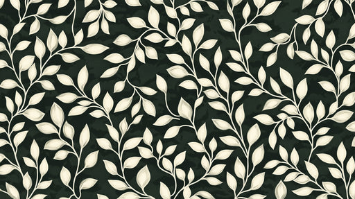 Dark Green and White Leaf Mural in Bathroom | Modern and minimalist design 