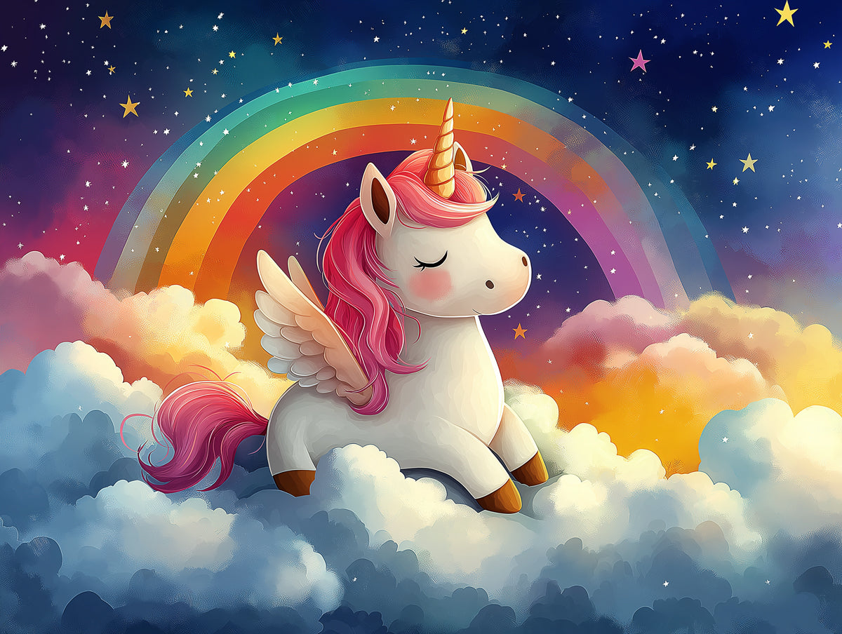 Night Sky with Rainbow Mural Wallpaper | Blue, Purple, Pink, Yellow and Orange Rainbow Night -1