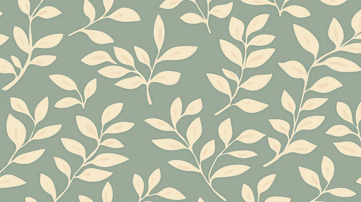 Soft Green and Beige Leaf Mural in Caf¨¦ - like Space | Modern and minimalist design 
