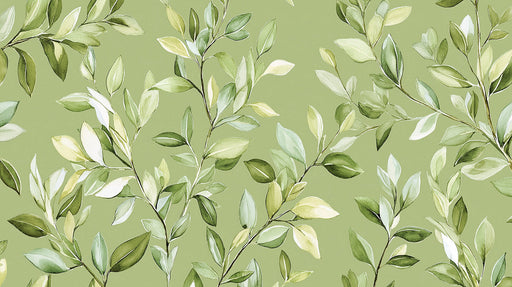  Fresh Green Leaf Mural in Caf¨¦ Space | Modern and minimalist design 
