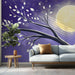 Purple Moonlit Branch Mural Wallpaper | Modern Dreamy