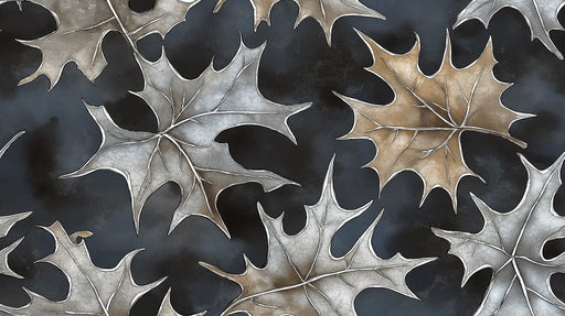Metallic Leaf Motif Mural Wallpaper | Contemporary Elegant Decoration