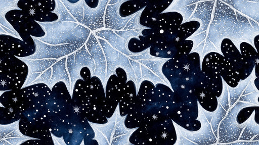 Blue Leaf Starry Mural Wallpaper | Modern Nature-Inspired Decoration