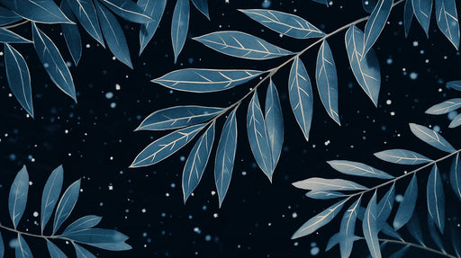 Blue Leaf Celestial Mural Wallpaper | Modern Nature-Inspired Decoration
