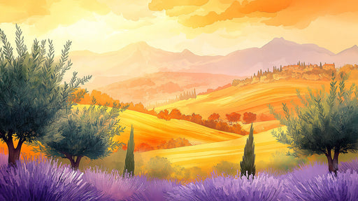 Golden Rural Landscape Mural Wallpaper | Warm Rustic Decoration