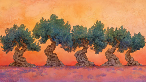 Twisted Tree Sunset Mural Wallpaper | Warm Nature Decoration Decoration