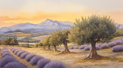 Olive Tree Mountain Landscape Mural Wallpaper | Tranquil Rustic Decoration