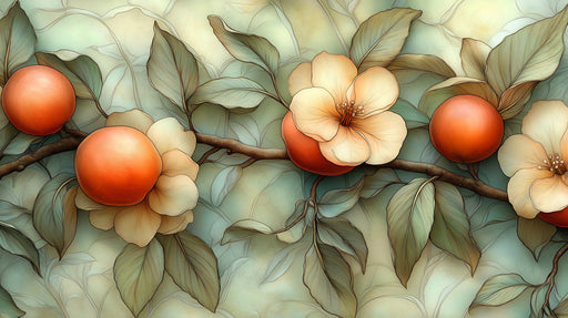 Floral And Fruit Motif Mural Wallpaper | Natural Fresh Decoration