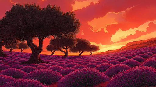 Sunset Lavender Field Mural Wallpaper | Romantic Warm Decoration 