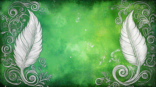 Green Feather Ornament Mural Wallpaper | Artistic Modern Decoration
