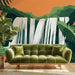 Jungle Waterfall Scene Mural Wallpaper | Tropical Modern Decoration