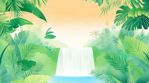 Soft Jungle Waterfall Mural Wallpaper | Gentle Tropical Decoration