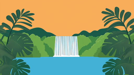 Soft Jungle Waterfall Mural Wallpaper | Gentle Tropical Decoration