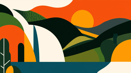 Abstract Sunset Landscape Mural Wallpaper | Artistic Modern Decoration