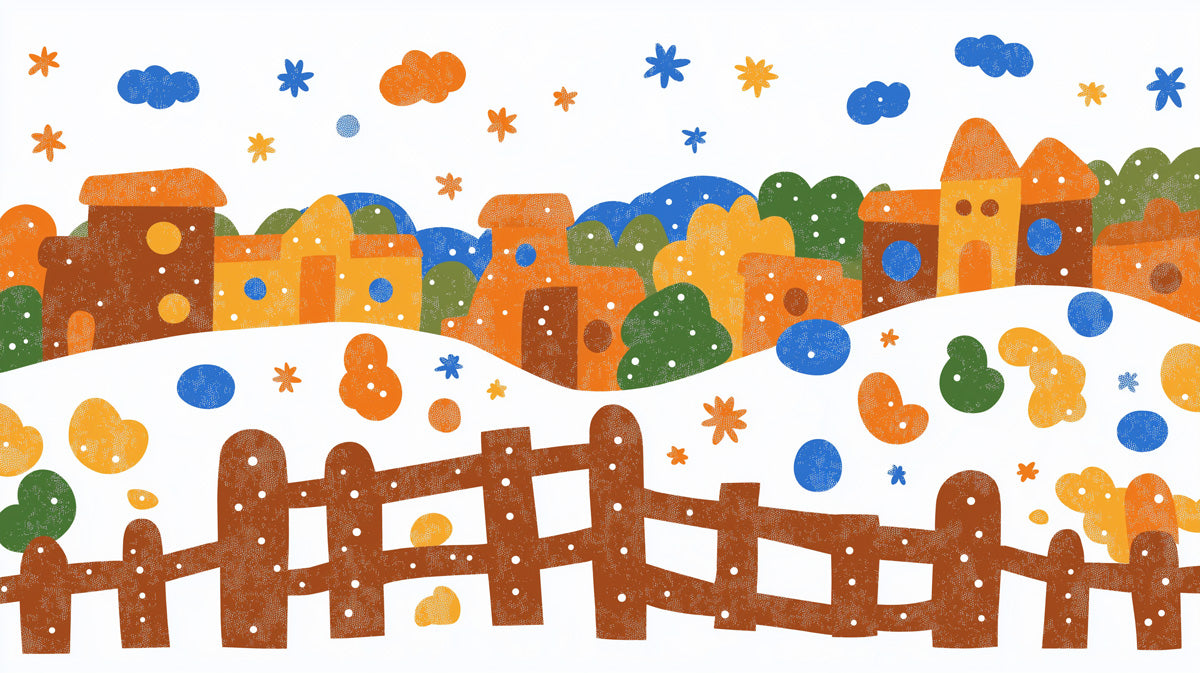 Colorful Town Kids Mural Wallpaper | Whimsical Children Decoration