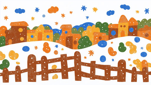 Colorful Town Kids Mural Wallpaper | Whimsical Children Decoration