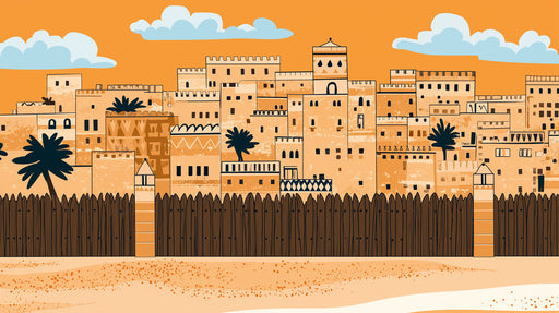Fortress Sunset Scene Mural Wallpaper | Bold Cultural Decoration