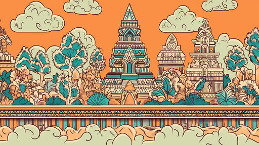 Temple Complex Mural Wallpaper | Cultural Artistic Decoration