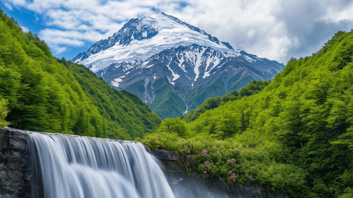 Modern Mountain Waterfall Mural Wallpaper | Contemporary Natural Decoration