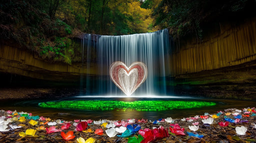 Waterfall Heart Floral Mural Wallpaper | Romantic Decoration