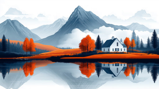 Mountain Autumn Reflection Mural Wallpaper | Scenic Modern Decoration