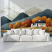 Cottage Autumn Landscape Mural Wallpaper | Rustic Cozy Decoration