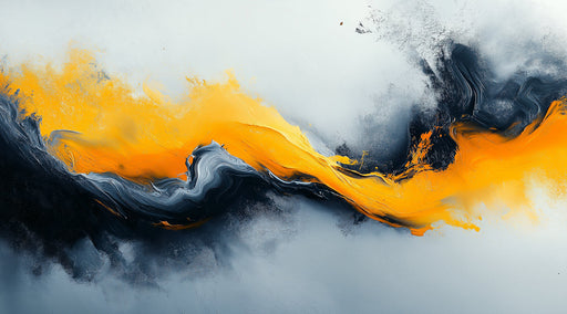 Abstract Yellow Black Painting Mural Wallpaper | Bold Artistic Decoration