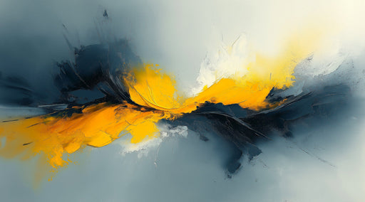 Abstract Yellow Black Painting Mural Wallpaper | Bold Artistic Decoration