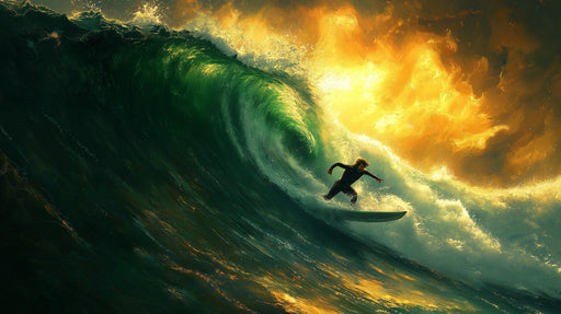 Surfing Wave Dynamic Mural Wallpaper Decoration