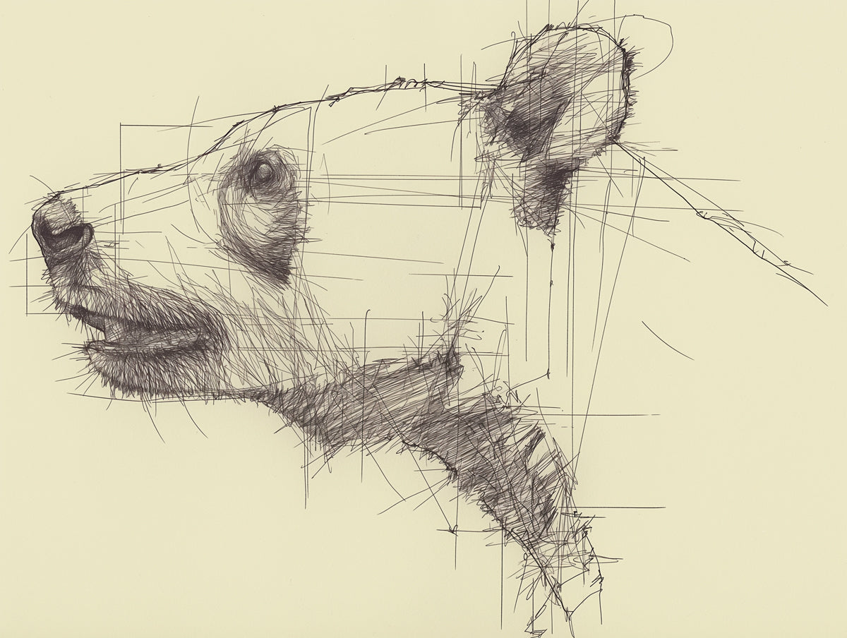 Abstract Bear Sketch Mural Wallpaper | Abstract Elegant Decoration