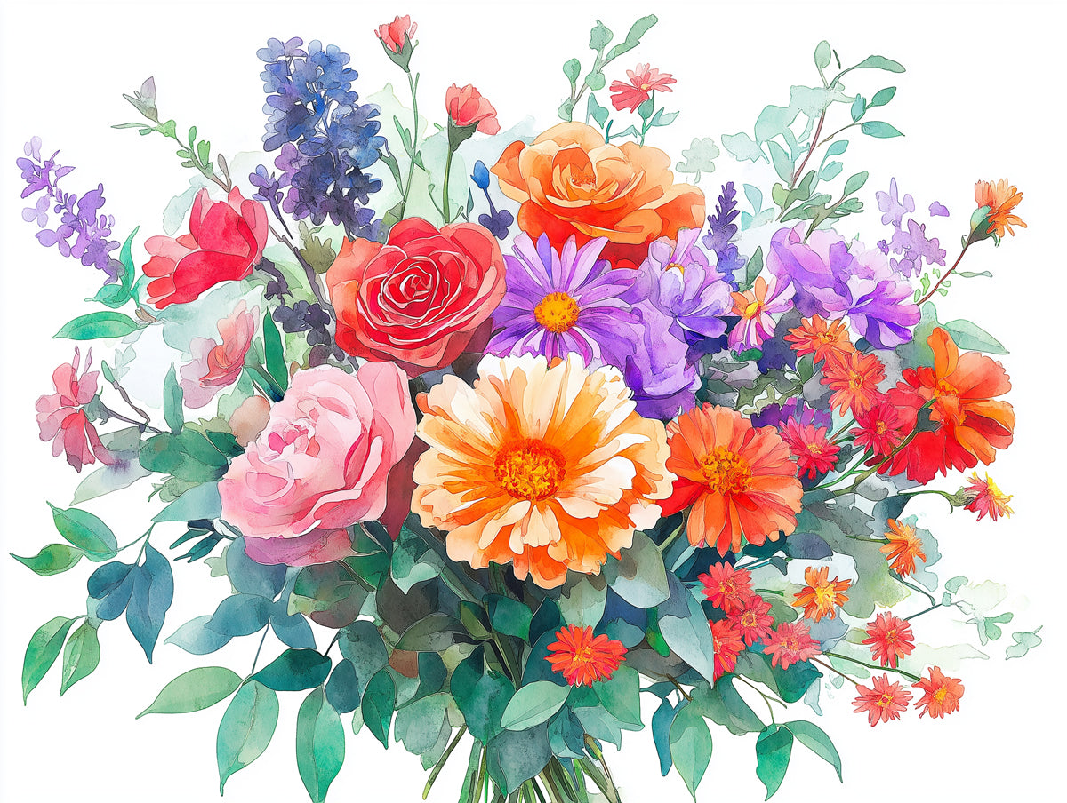 Diverse Floral Ensemble Mural Wallpaper | Lively Elegant Decoration