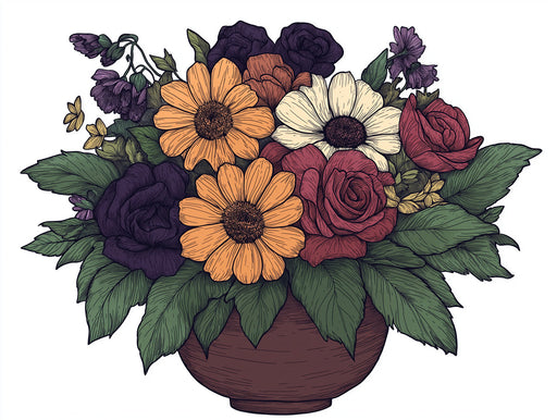 Flower Bouquet in Vase Mural Wallpaper | Fresh Decorative Decoration