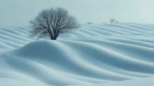 Snowy Dune Tree Mural Wallpaper | Modern Serene Decoration