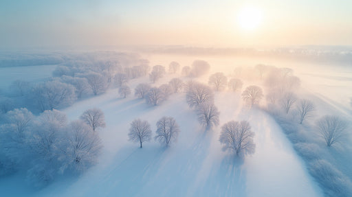 Misty Snow Forest Mural Wallpaper | Soft Serene Decoration