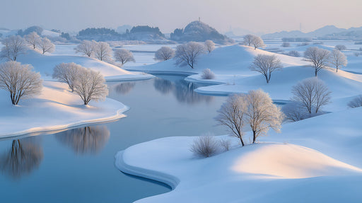Vast Snowy River Mural Wallpaper | Serene Scenic Decoration