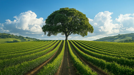 Single Tree Vineyard Mural Wallpaper | Tranquil Natural Decoration